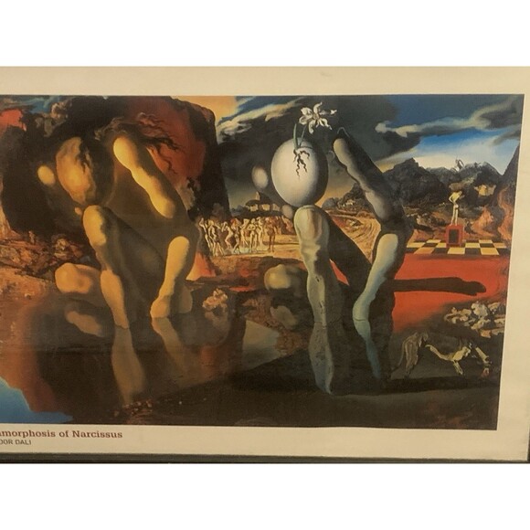 DALI 'Metamorphosis Of Narcissus,1936' RARE Framed Authentic 1990 Art Print 33” - Picture 2 of 10